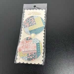 New Simply Southern Car Coasters Water Absorbent Set of Two Quilted Boho